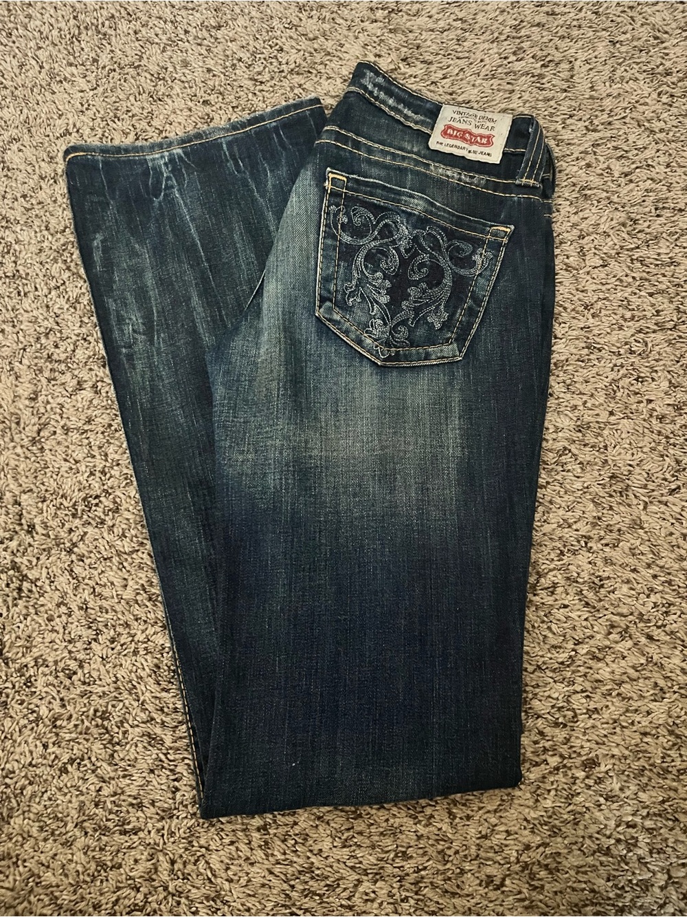 Big Star Women’s Dark Blue Bootcut Jeans with Embroidered Back Pocket